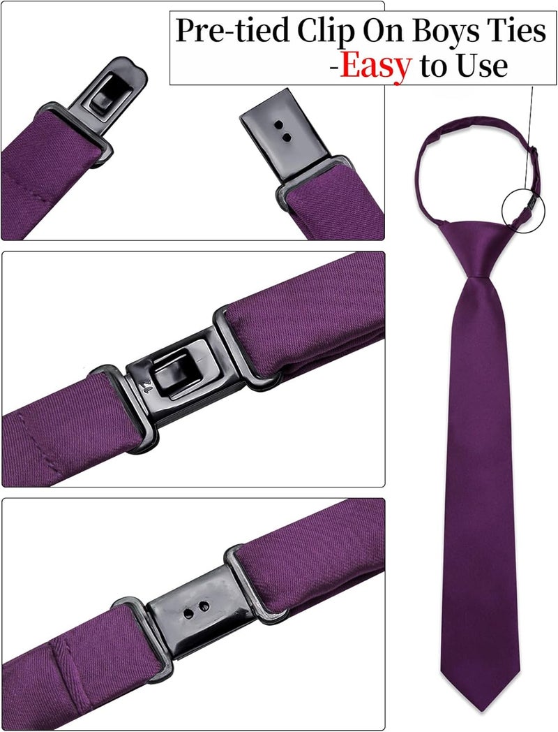 Ailisus Store Boys Tie Solid Color Silk Satin Pre-tied Kids Necktie for Age 8-12 Adjustable Formal Wedding School Graduation - Image 4